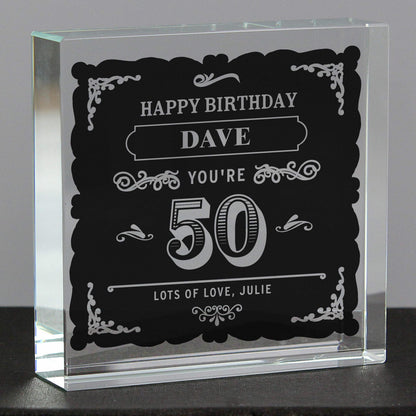 Personalised Birthday Vintage Typography Crystal Token from Heartfelt Gifts