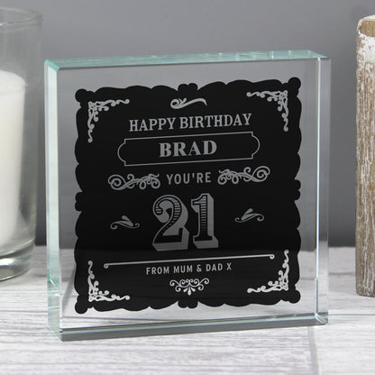 Personalised Birthday Vintage Typography Crystal Token - image 4