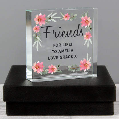Personalised Floral Sentimental Crystal Token from Heartfelt Gifts