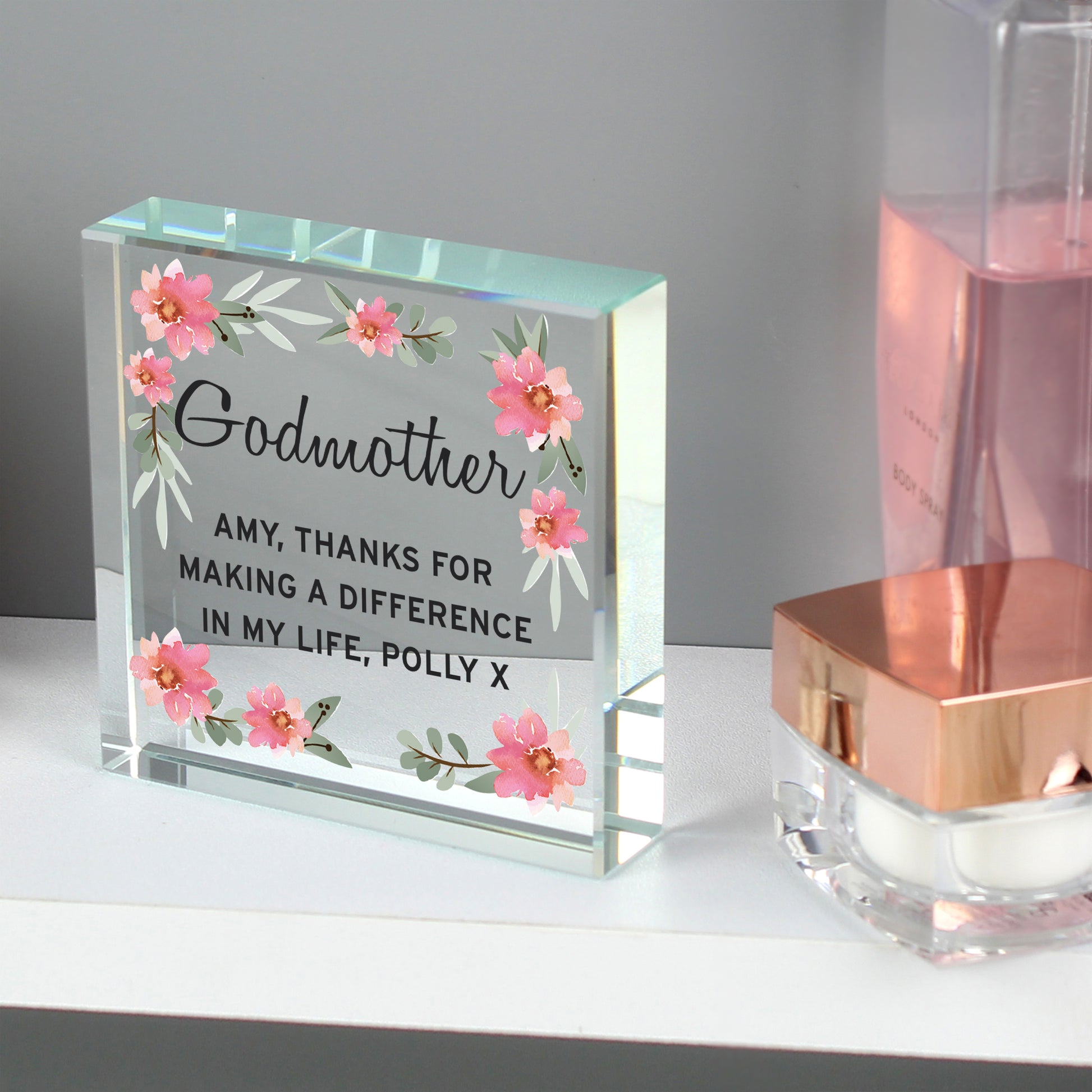 Personalised Floral Sentimental  Crystal Token - image 3