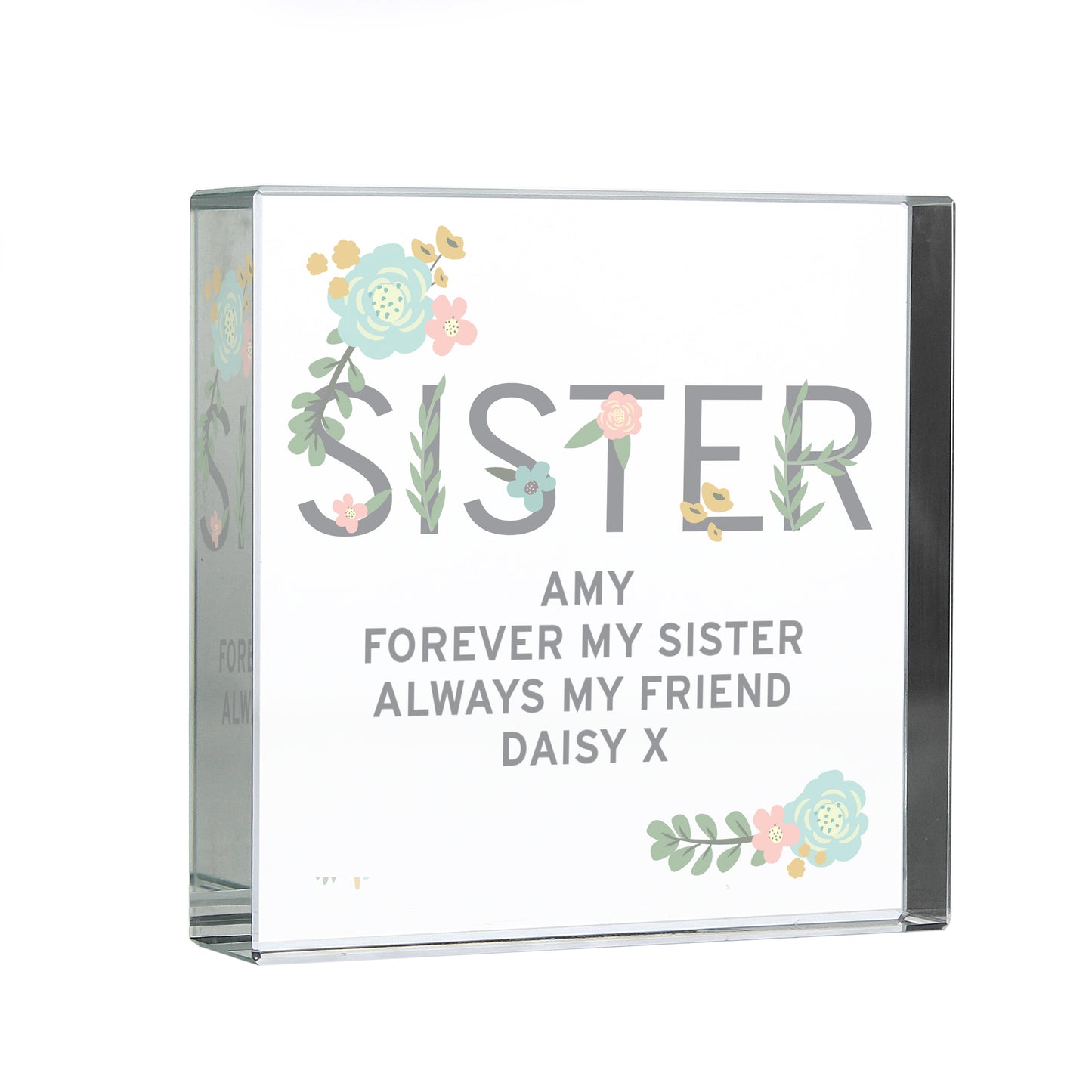 Personalised Floral Sister  Crystal Token - image 2