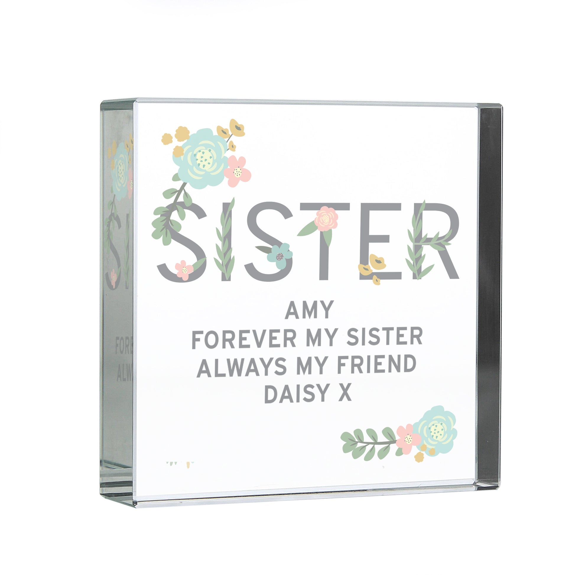 Personalised Floral Sister  Crystal Token - image 2