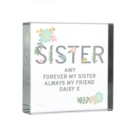 Personalised Floral Sister  Crystal Token - image 2