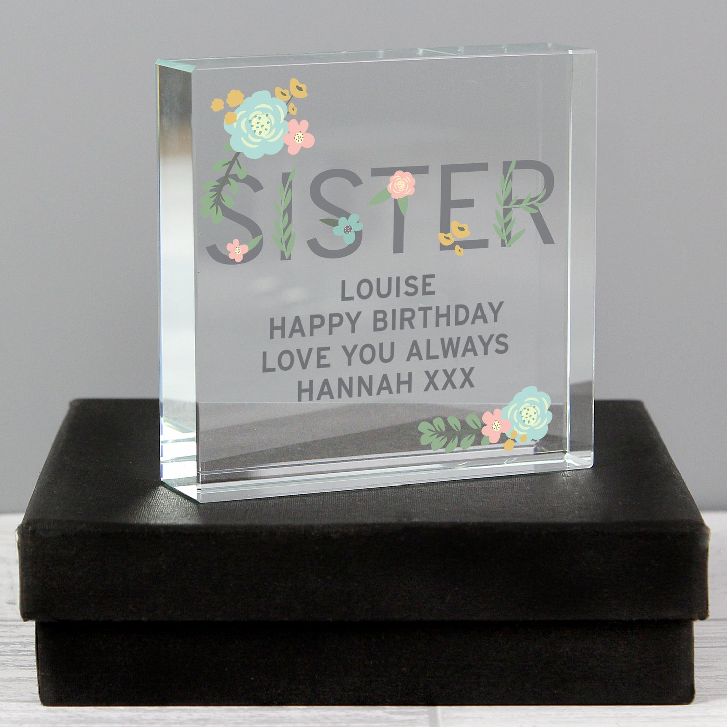 Personalised Floral Sister  Crystal Token - image 3