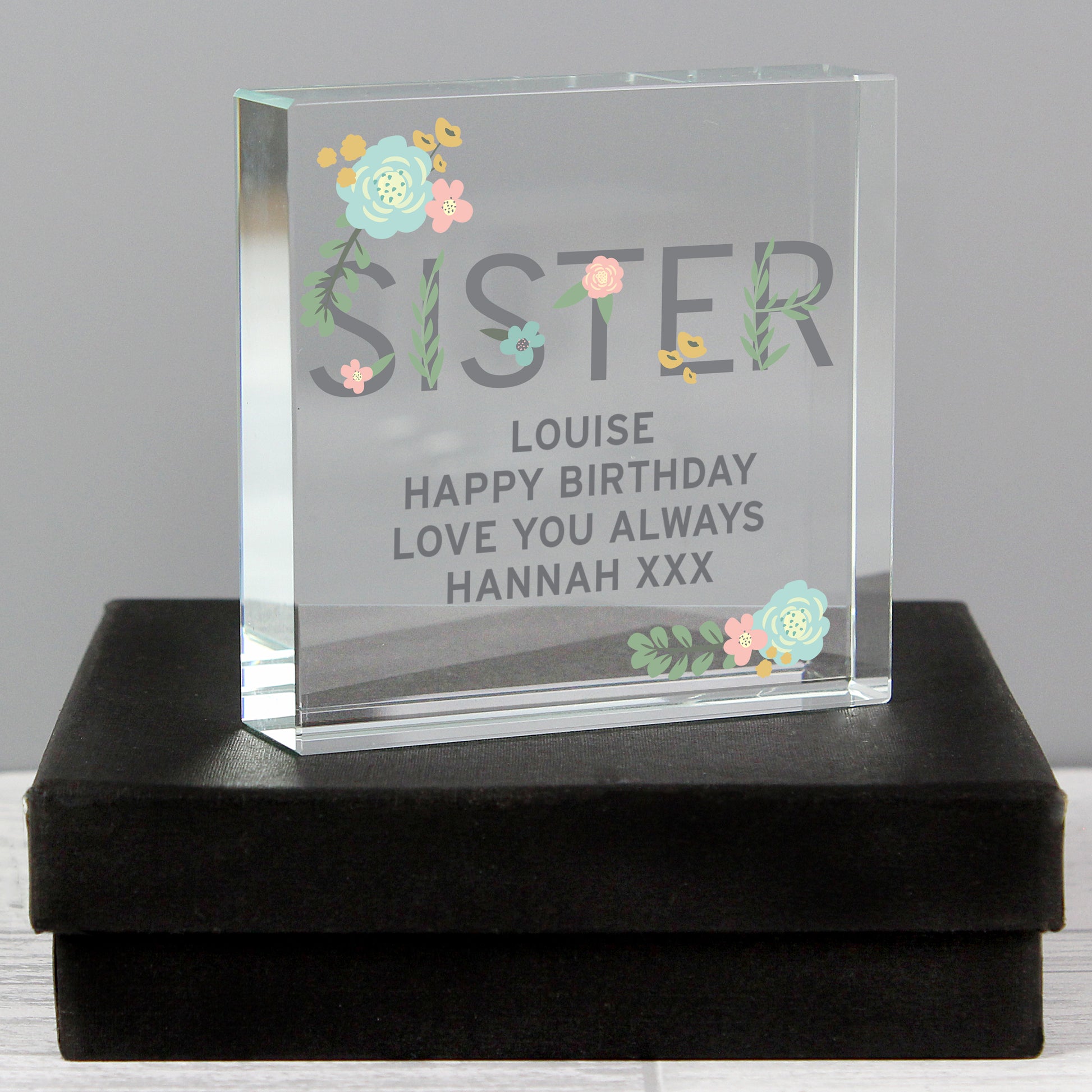 Personalised Floral Sister  Crystal Token - image 3