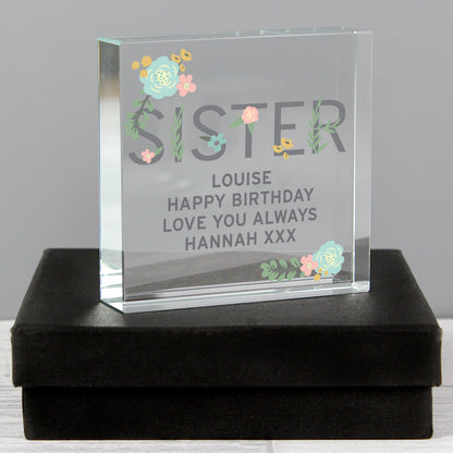 Personalised Floral Sister  Crystal Token - image 3