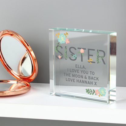 Personalised Floral Sister  Crystal Token - image 5