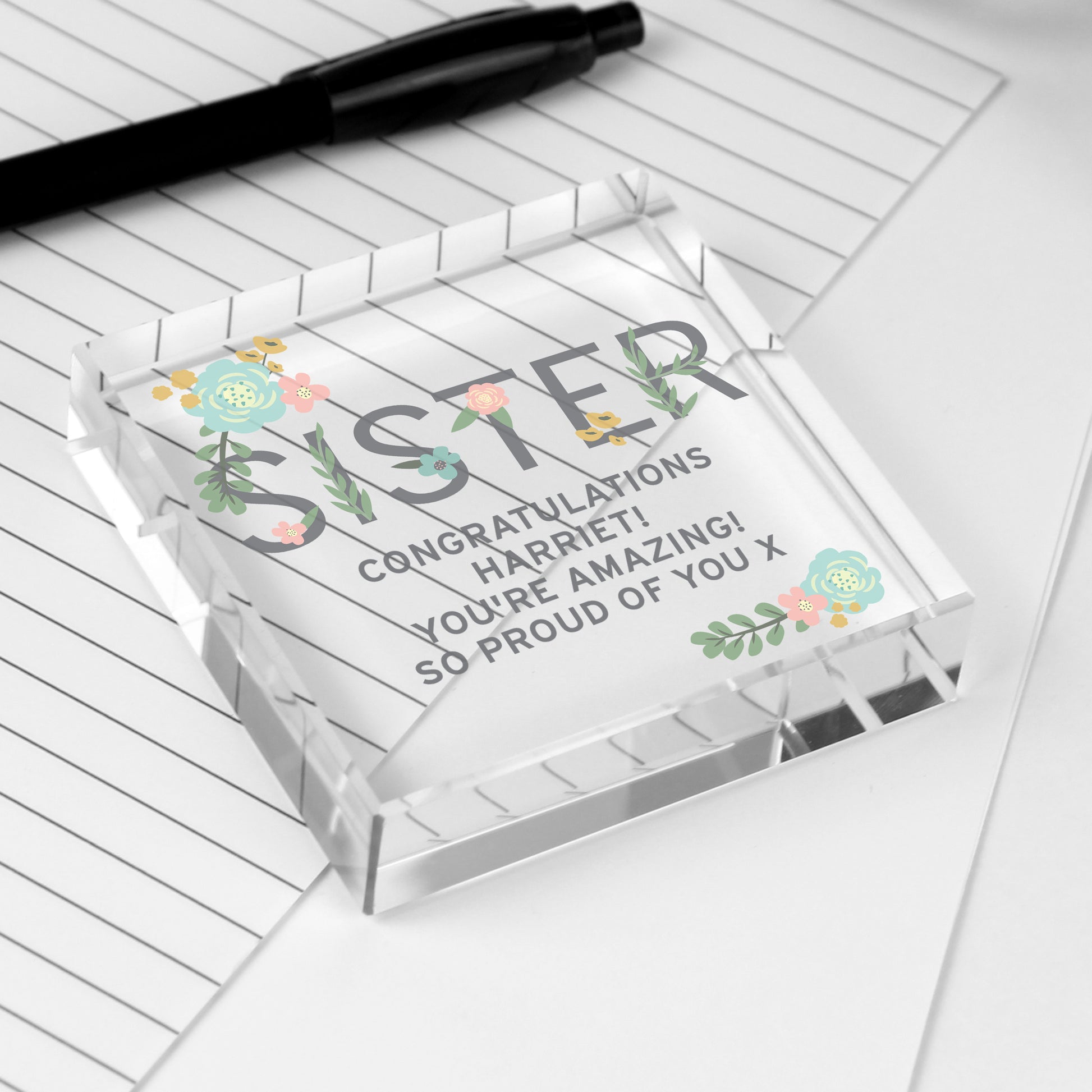 Personalised Floral Sister  Crystal Token - image 6