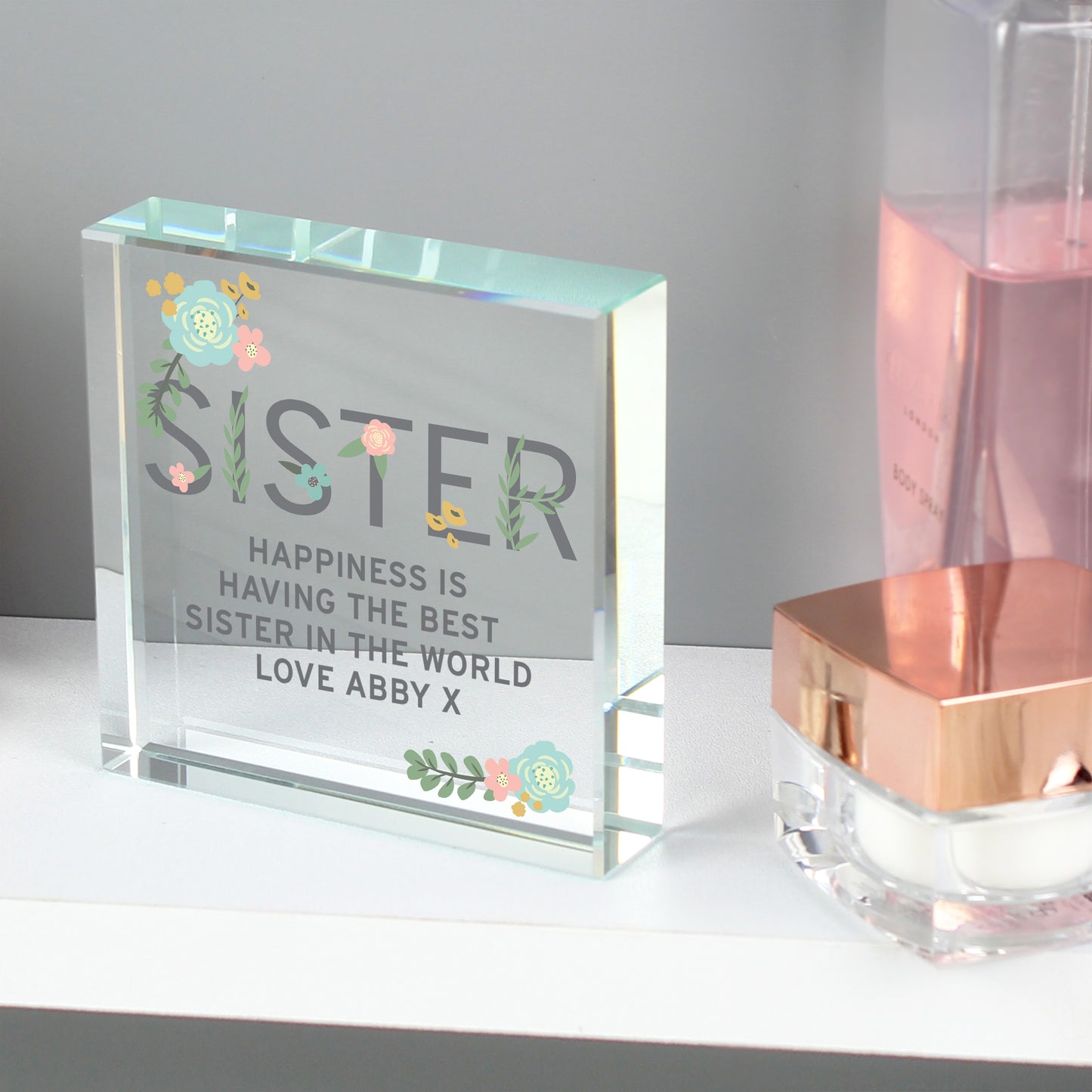 Personalised Floral Sister  Crystal Token - image 7