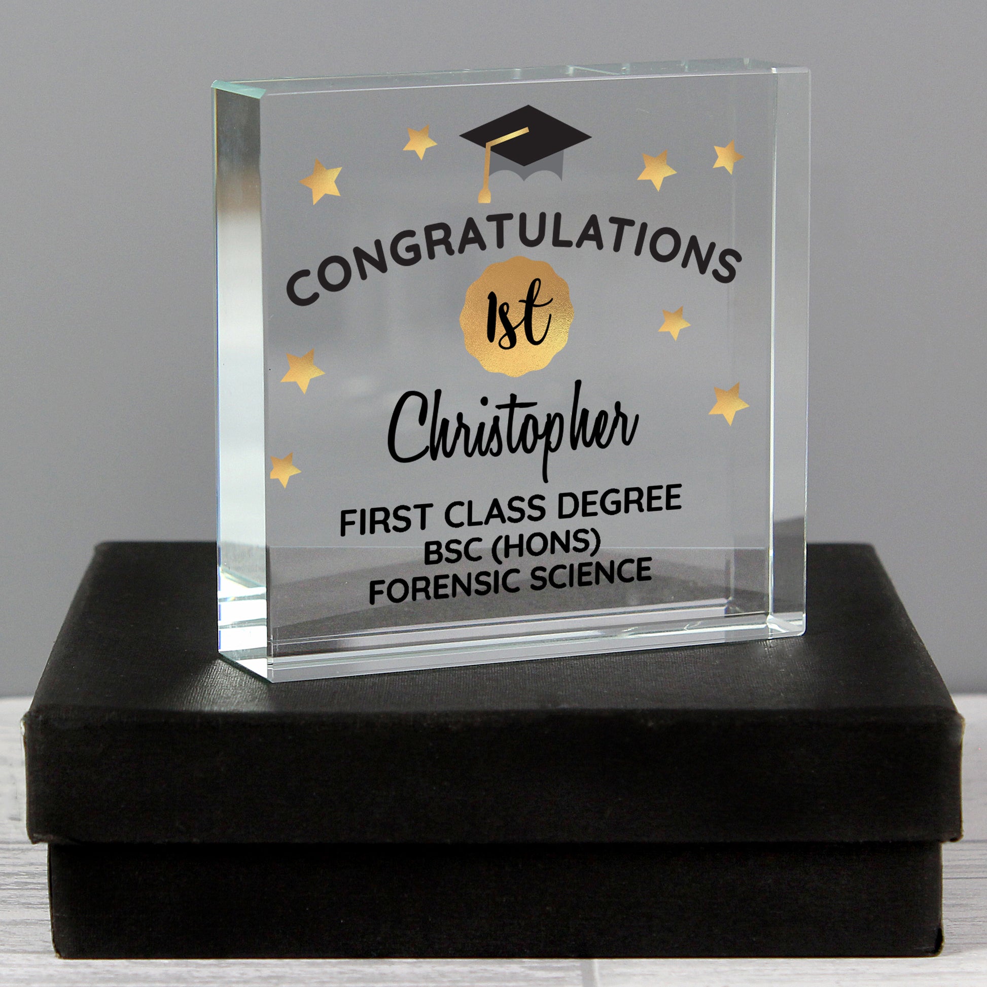 Personalised Congratulations Graduation Crystal Token from Heartfelt Gifts