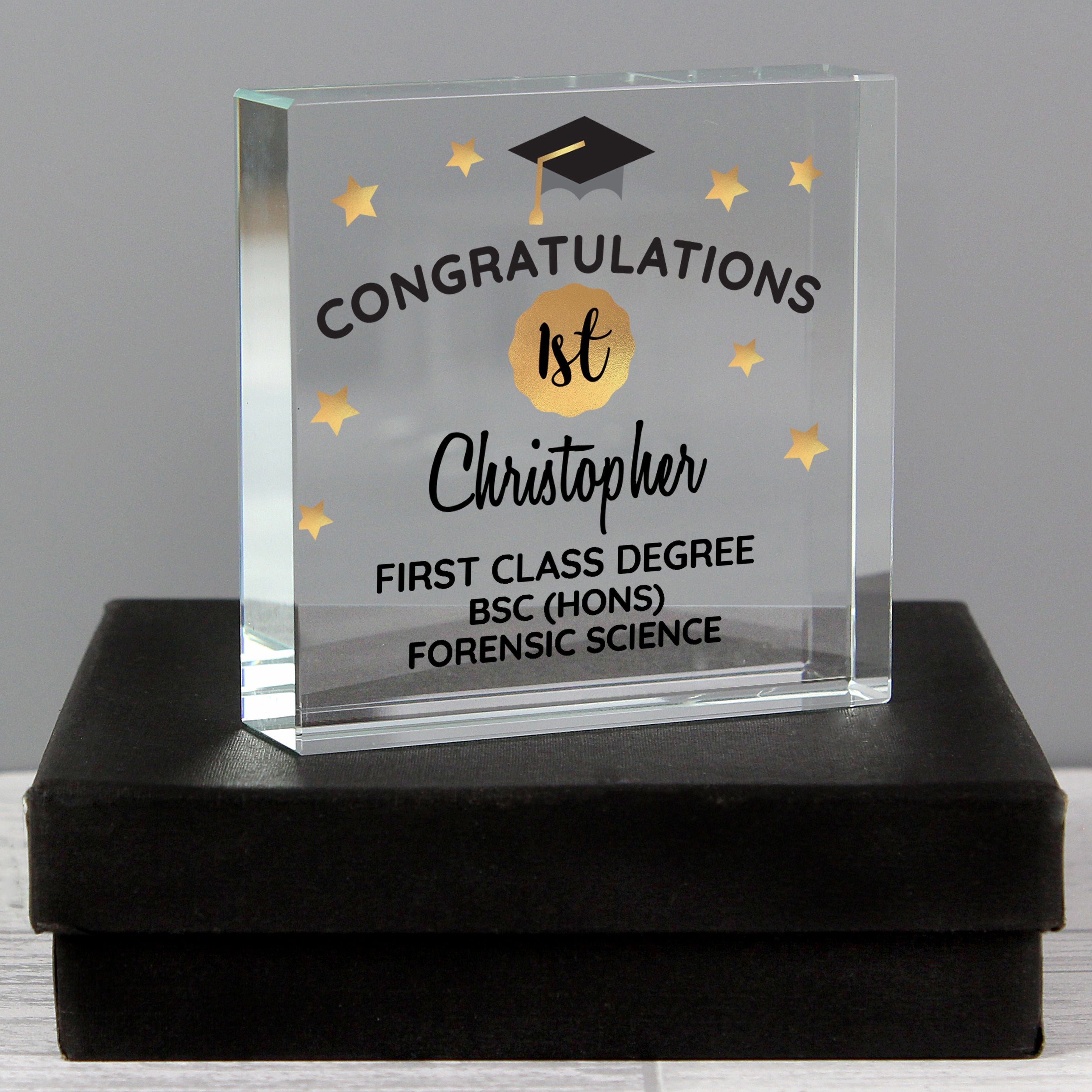 Personalised Congratulations Graduation Crystal Token from Heartfelt Gifts