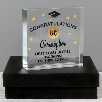 Personalised Congratulations Graduation Crystal Token from Heartfelt Gifts