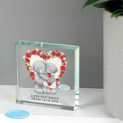 Personalised Me to You Rose Heart Crystal Token from Heartfelt Gifts