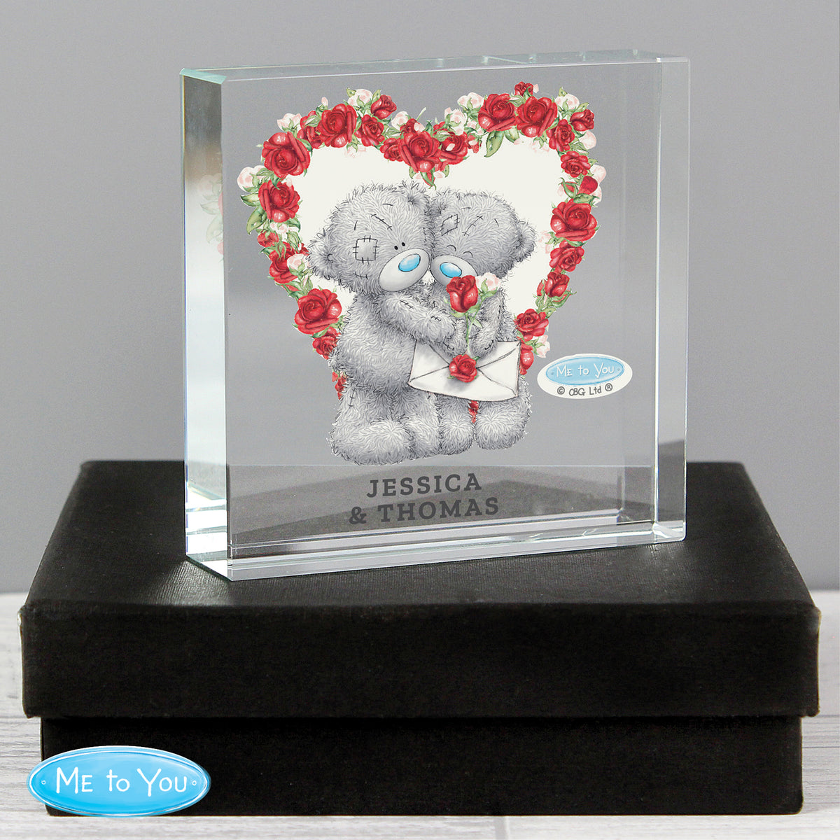 Personalised Me to You Rose Heart Crystal Token - image 2