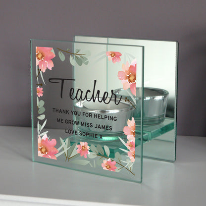 Personalised Floral Sentimental Mirrored Glass Tea Light Candle Holder - image 4