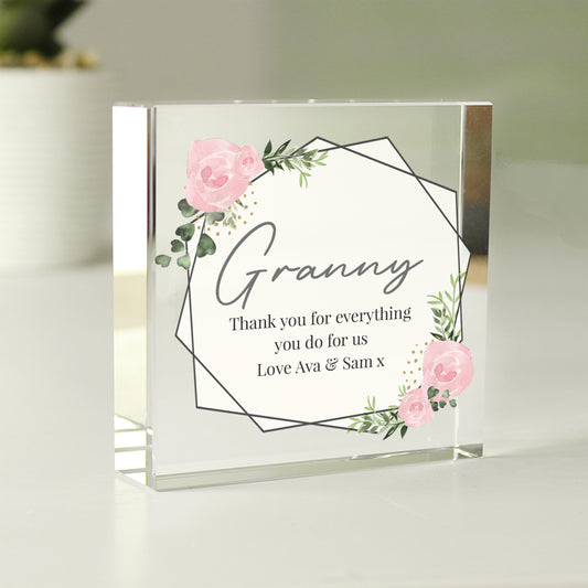 Personalised Abstract Rose Crystal Token from Heartfelt Gifts