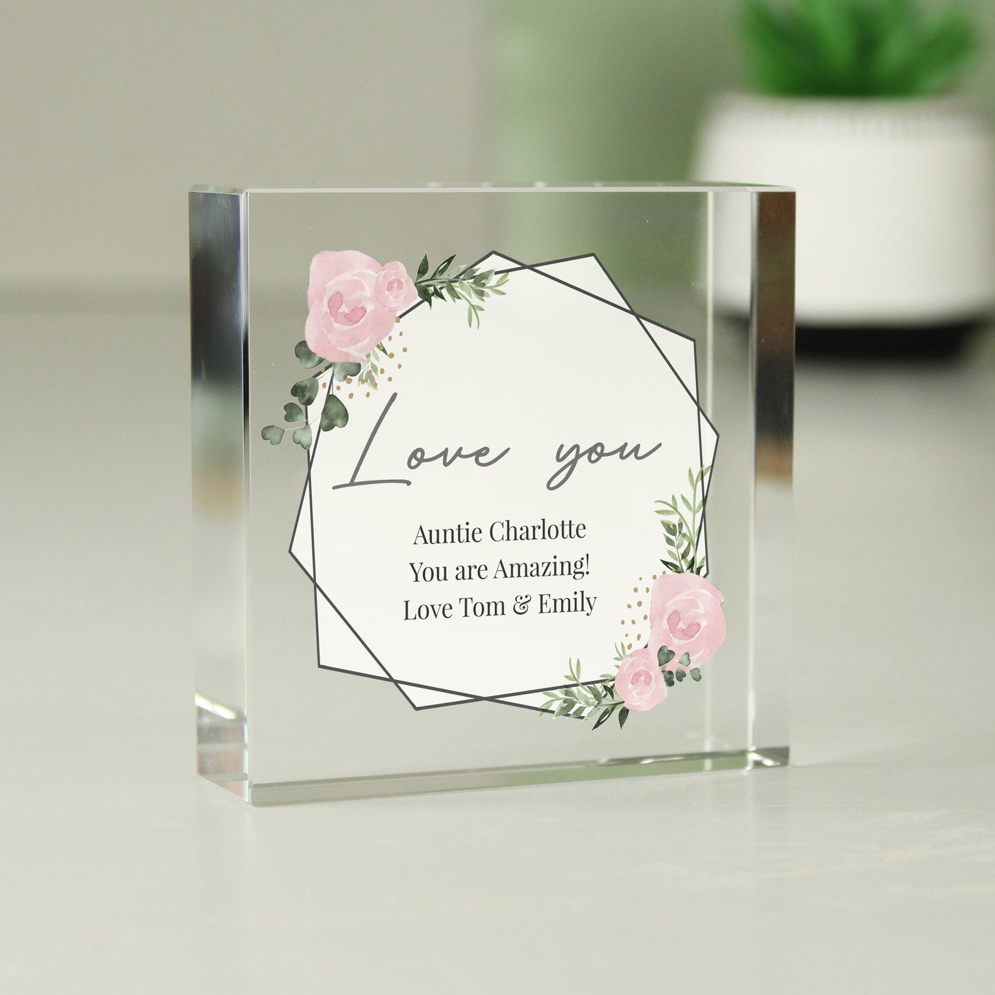 Personalised Abstract Rose Crystal Token - image 4