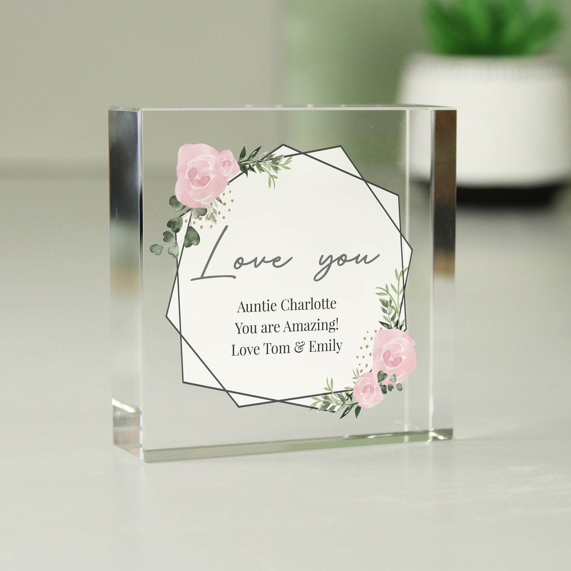 Personalised Abstract Rose Crystal Token - image 4