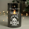 Personalised Christmas House Smoked Glass LED Candle from Heartfelt Gifts