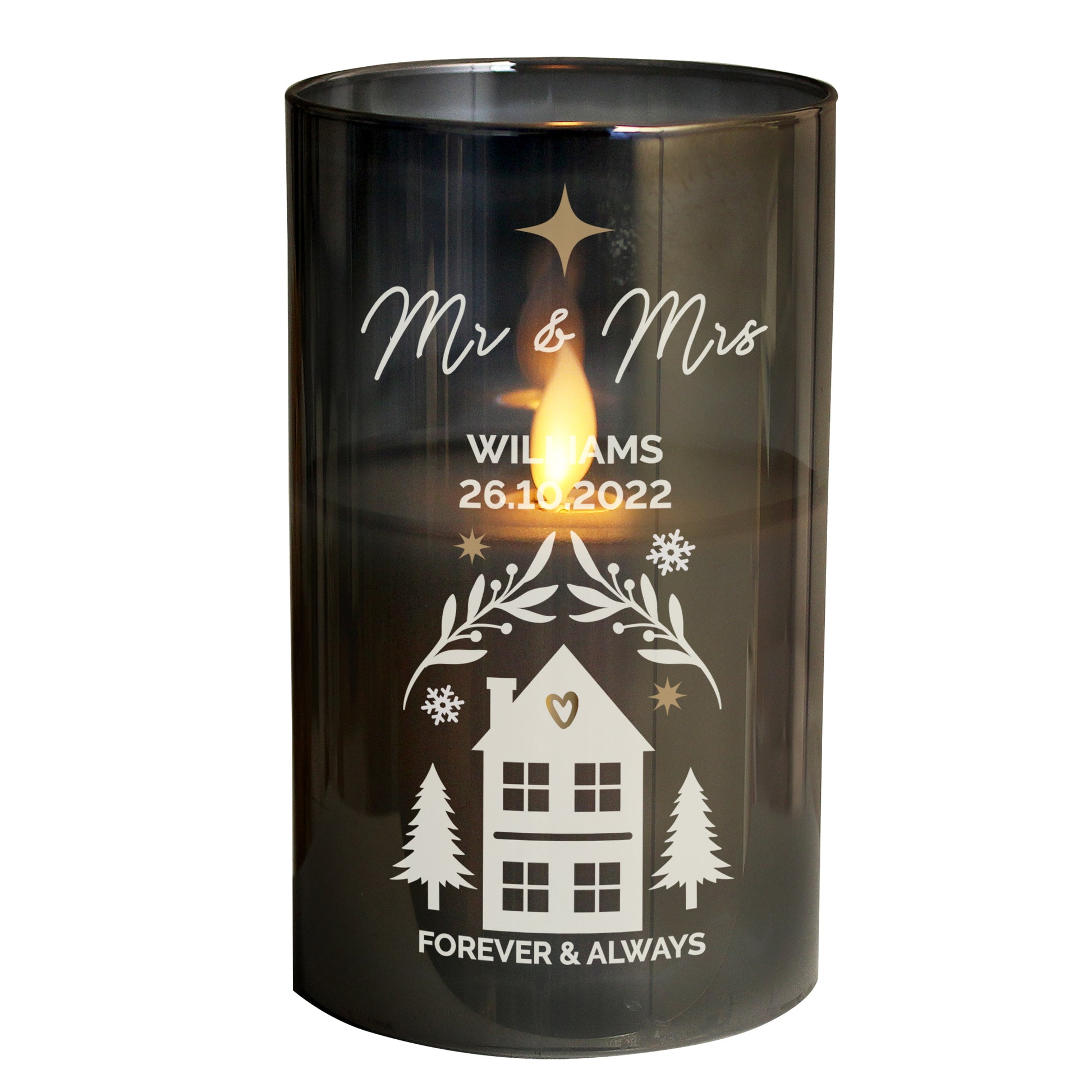 Personalised Christmas Smoked Glass LED Candle - image 5