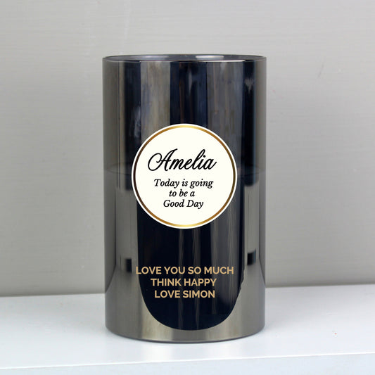 Personalised Opulent Smoked Glass LED Candle from Heartfelt Gifts
