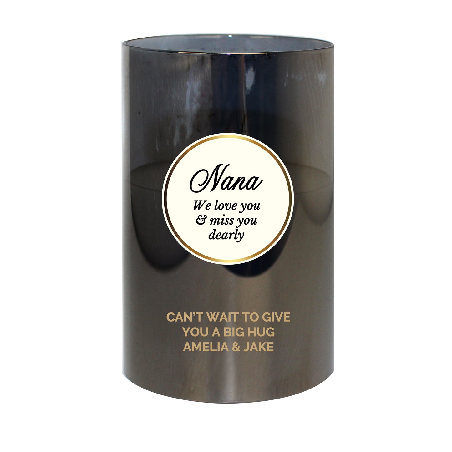 Personalised Opulent Smoked Glass LED Candle - image 2
