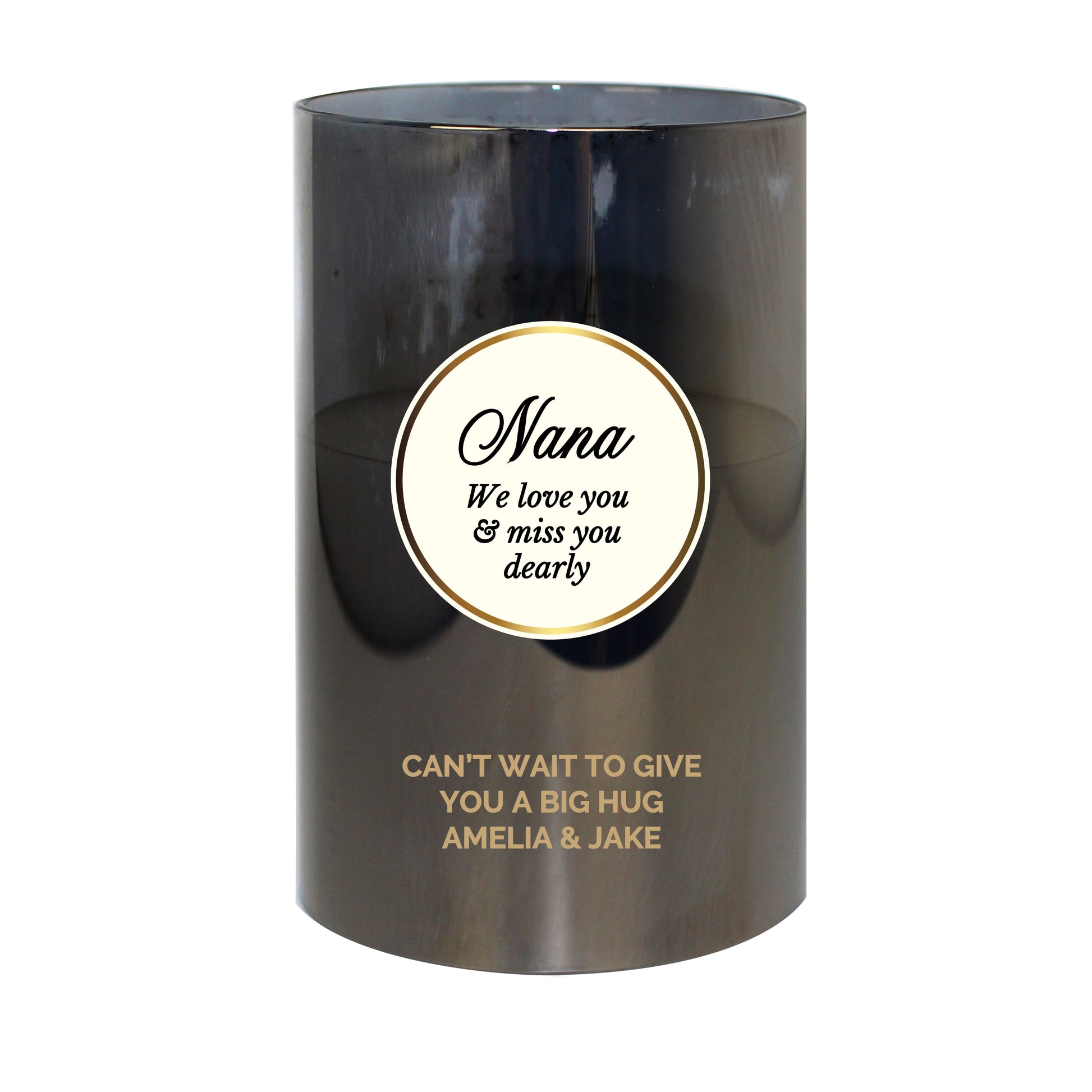 Personalised Opulent Smoked Glass LED Candle - image 2