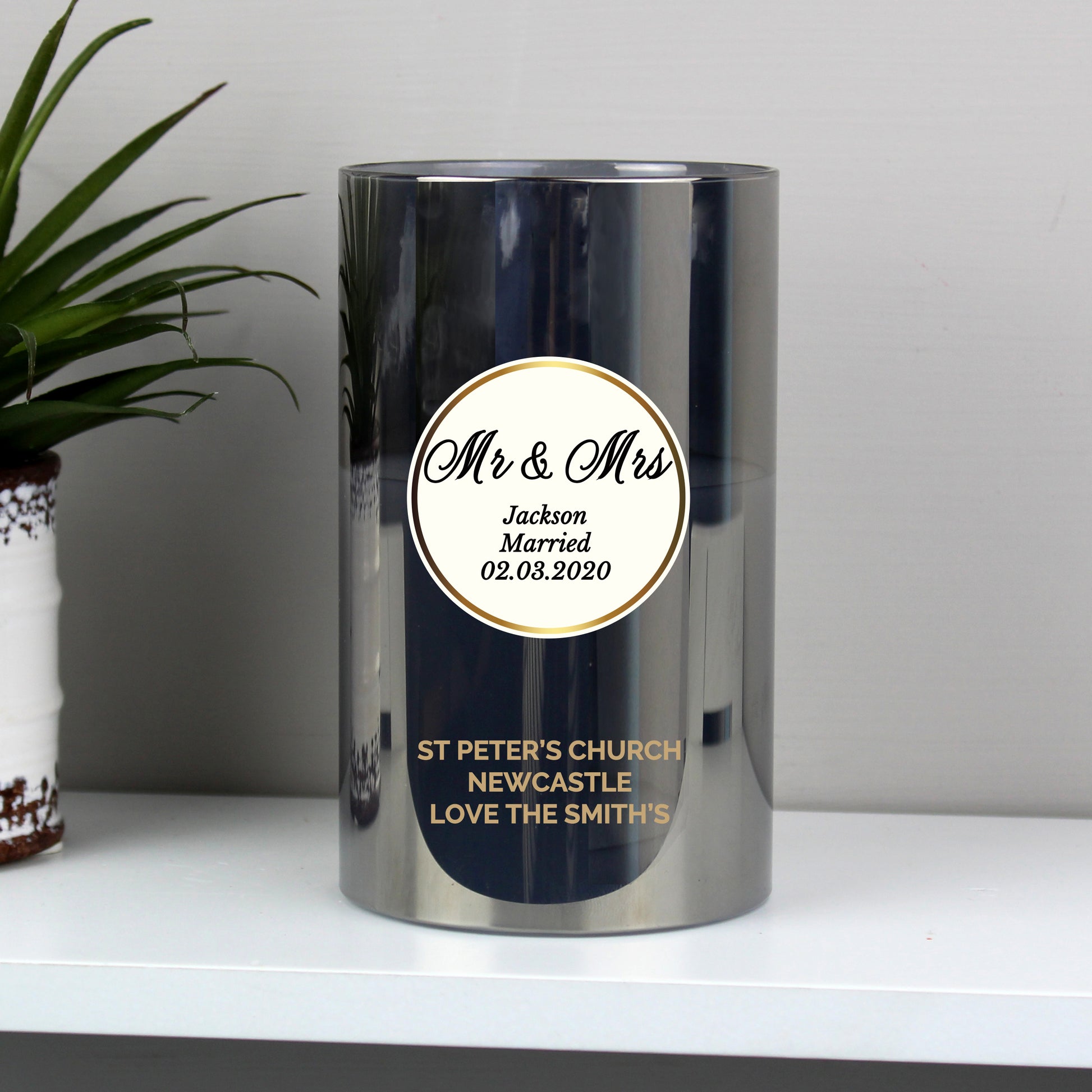 Personalised Opulent Smoked Glass LED Candle - image 4