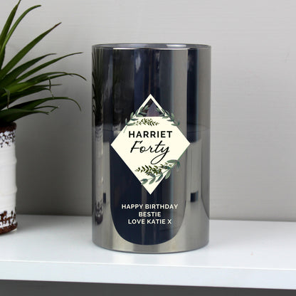 Personalised Botanical Smoked Glass LED Candle from Heartfelt Gifts