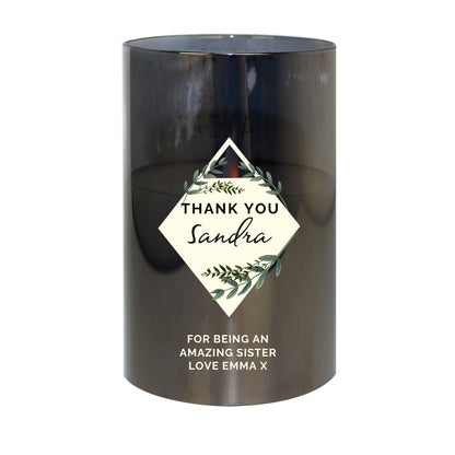 Personalised Botanical Smoked Glass LED Candle - image 2