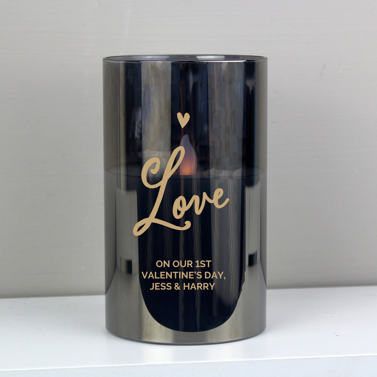 Personalised Love Smoked Glass LED Candle - image 4