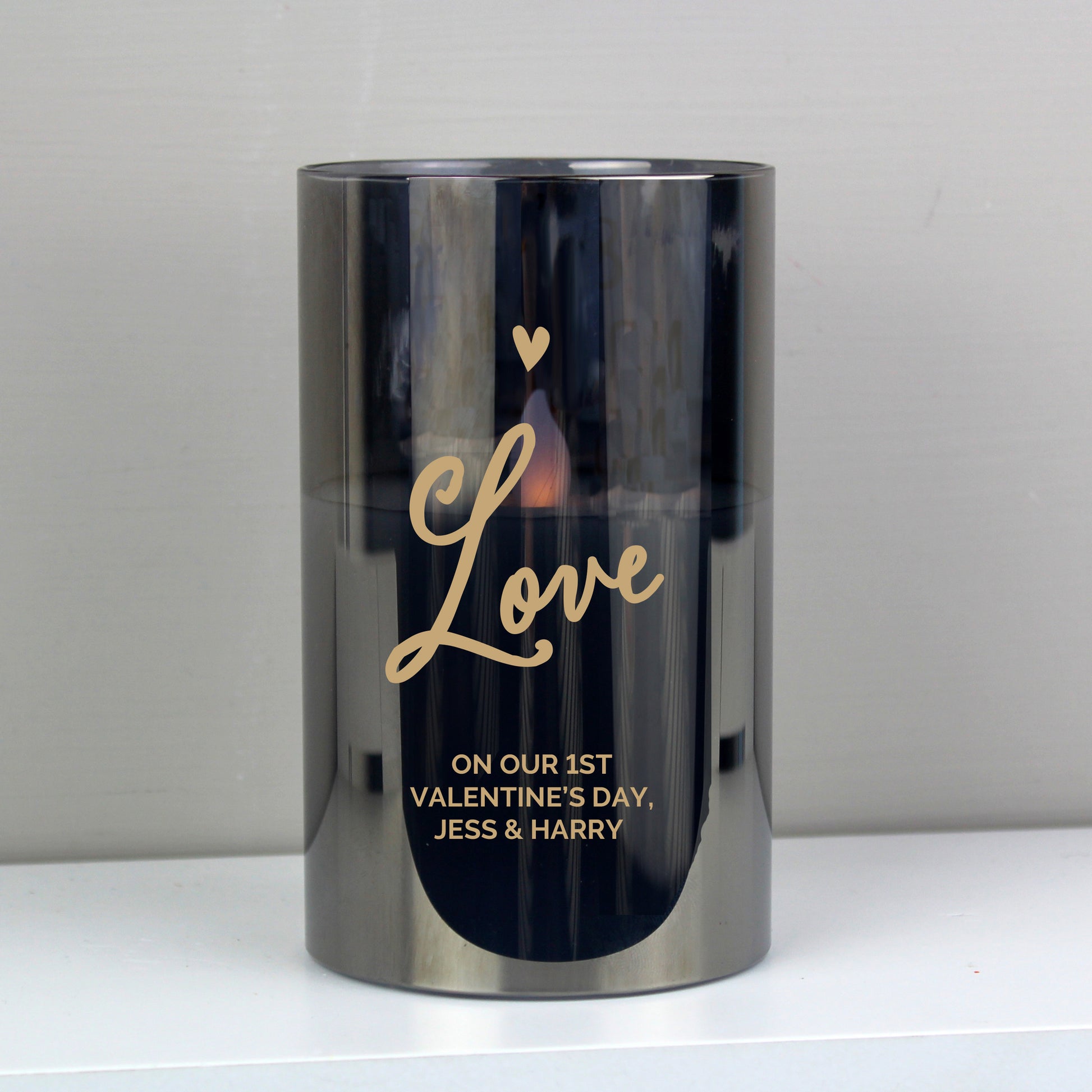 Personalised Love Smoked Glass LED Candle - image 4