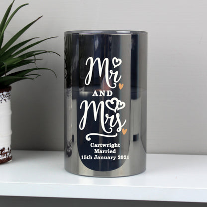 Personalised Mr & Mrs Smoked Glass LED Candle from Heartfelt Gifts