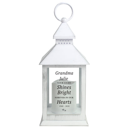 Personalised 'Your Light Shines Bright' White Lantern - image 5