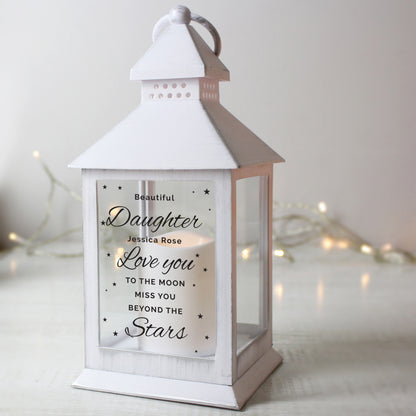 Personalised 'Miss You Beyond The Stars' White Lantern - image 2