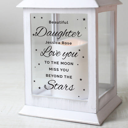 Personalised 'Miss You Beyond The Stars' White Lantern - image 3