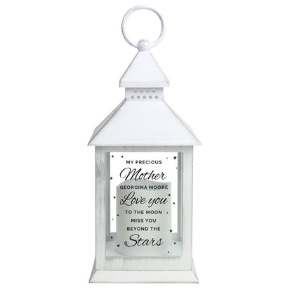 Personalised 'Miss You Beyond The Stars' White Lantern - image 4