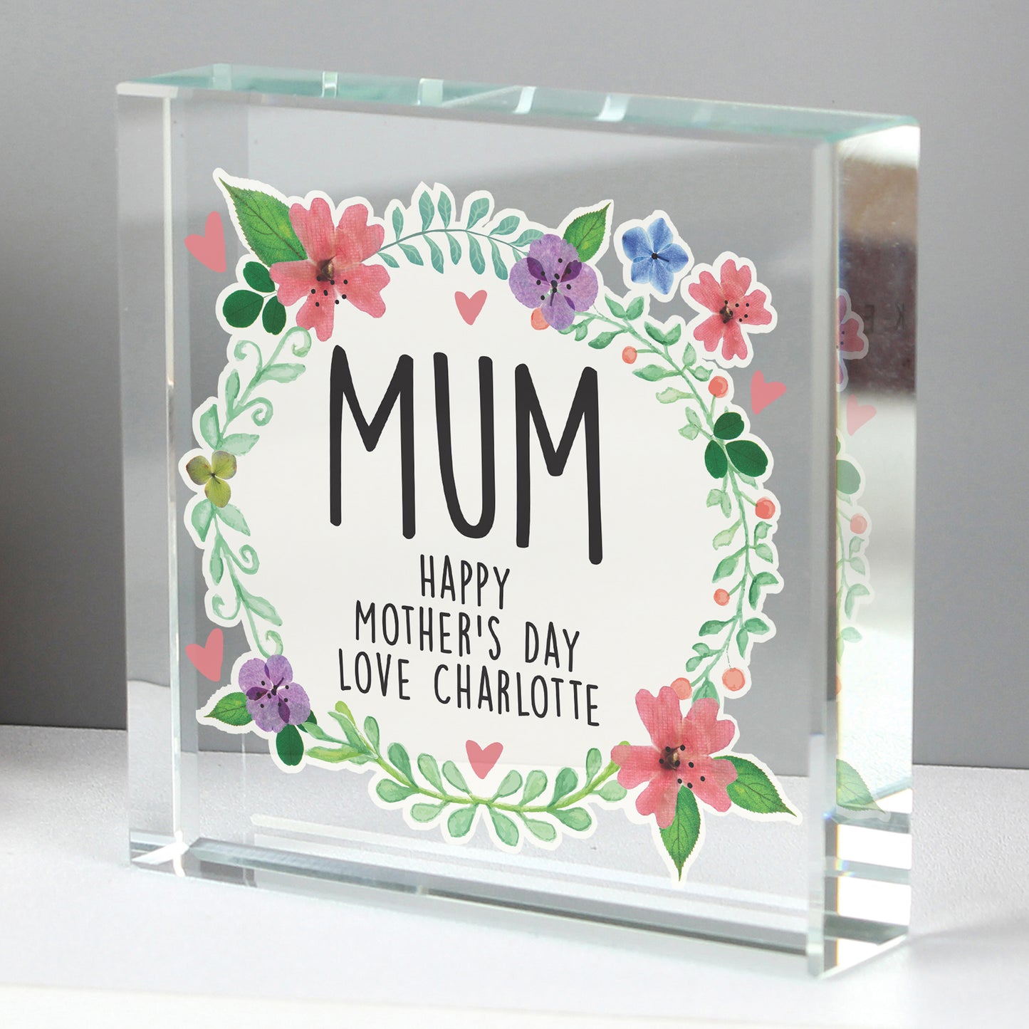Personalised Floral Crystal Token from Heartfelt Gifts