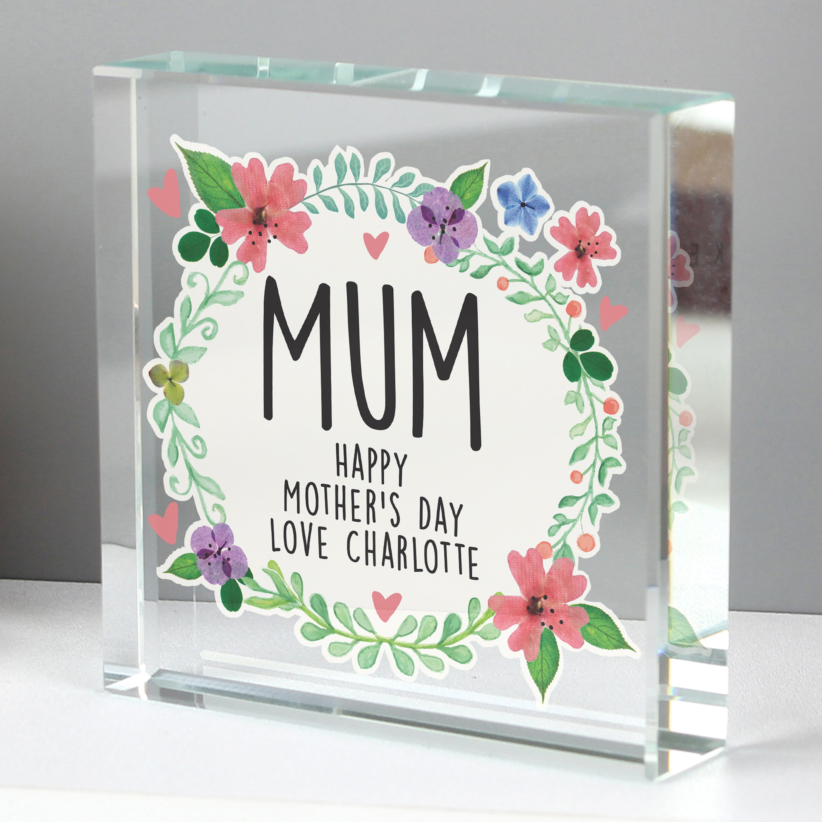 Personalised Floral Crystal Token from Heartfelt Gifts