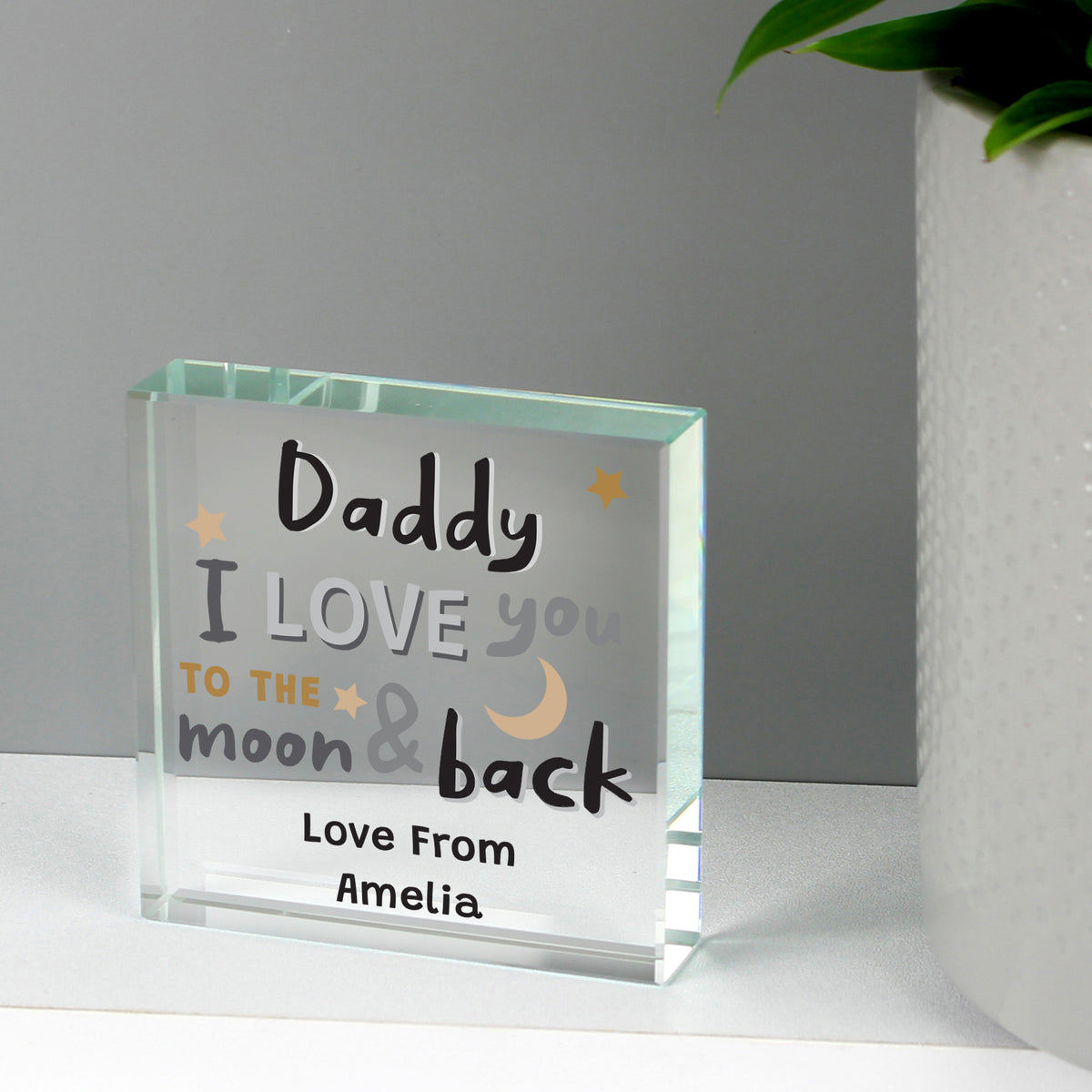 Personalised To the Moon and Back Crystal Token from Heartfelt Gifts