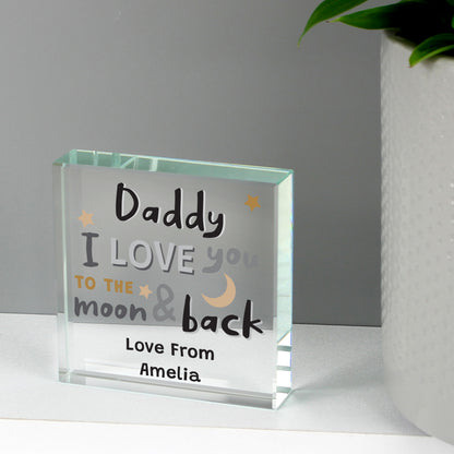 Personalised To the Moon and Back Crystal Token from Heartfelt Gifts