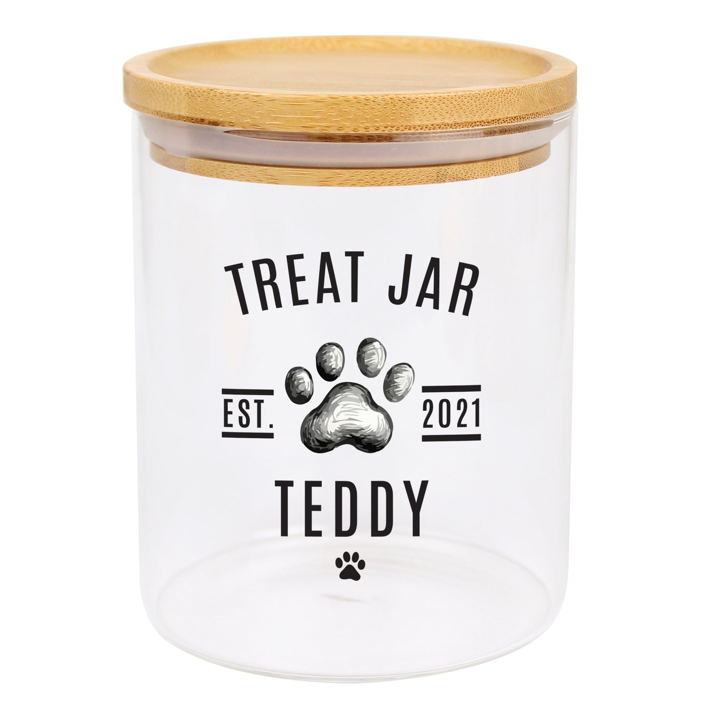 Personalised Pet Treats Glass Jar with Bamboo Lid - image 2