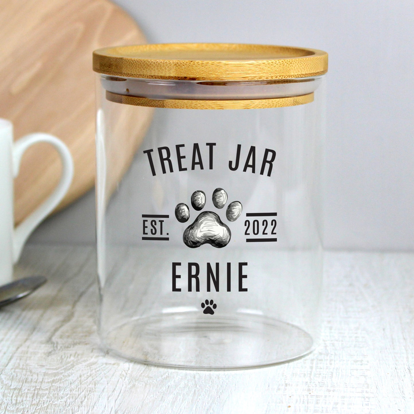 Personalised Pet Treats Glass Jar with Bamboo Lid - image 3