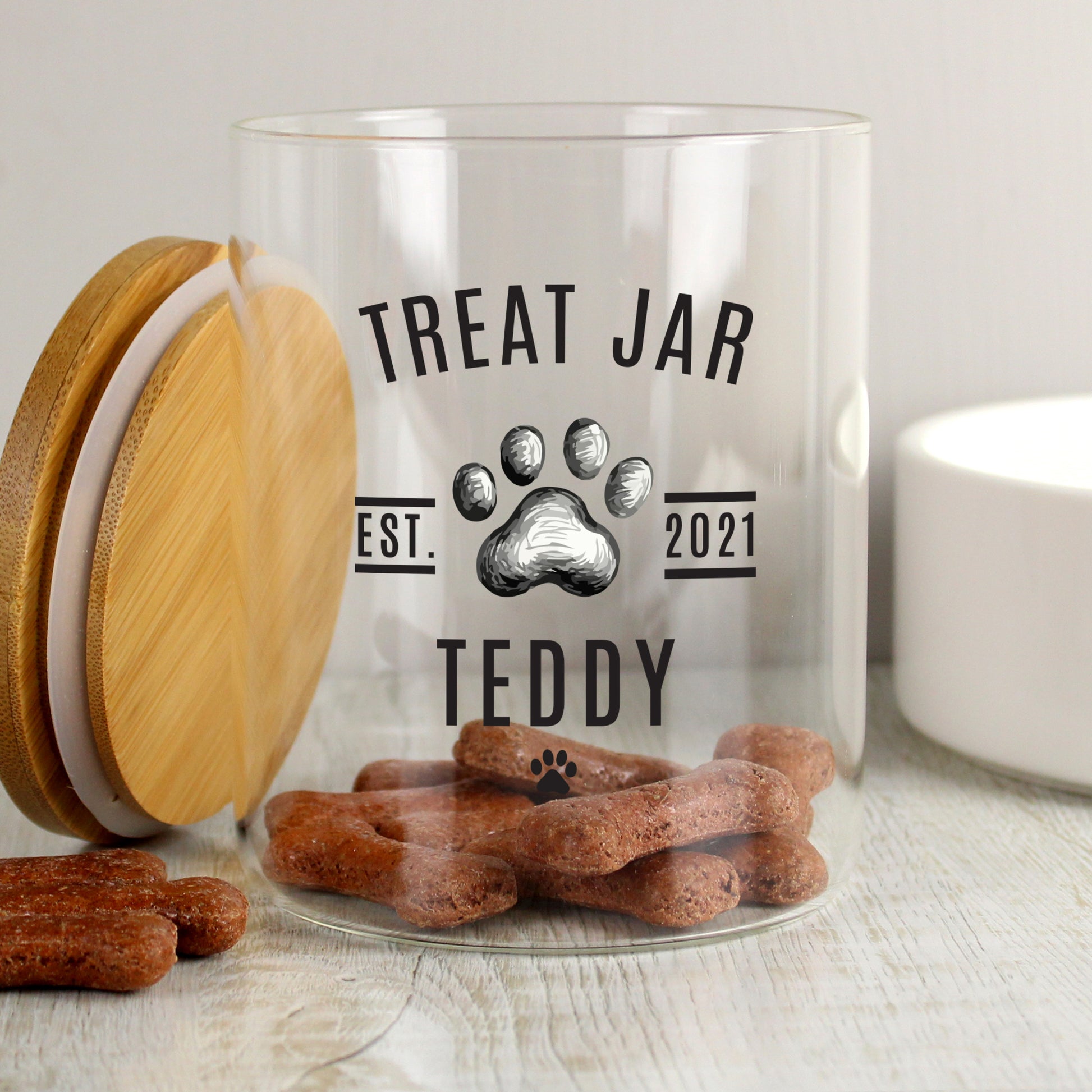 Personalised Pet Treats Glass Jar with Bamboo Lid - image 4