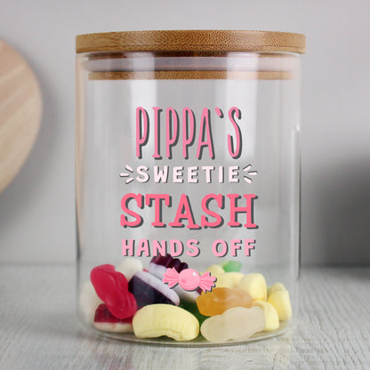 Personalised Sweetie Stash Glass Jar with Bamboo Lid - image 4