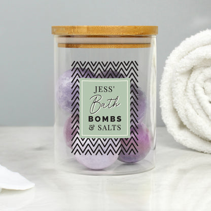 Personalised Abstract Free Text Glass Jar with Bamboo Lid - image 2