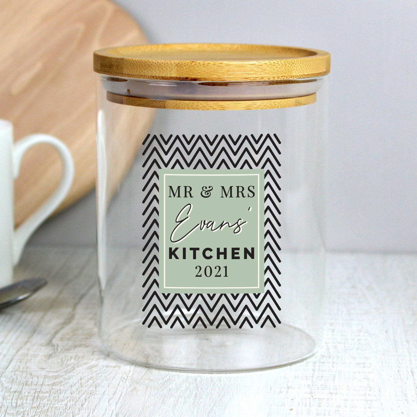 Personalised Abstract Free Text Glass Jar with Bamboo Lid - image 3
