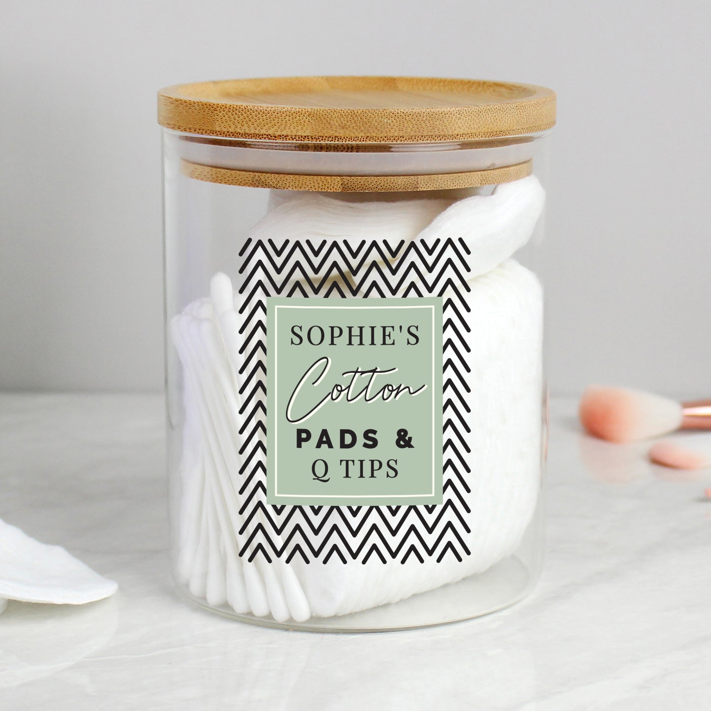 Personalised Abstract Free Text Glass Jar with Bamboo Lid - image 6