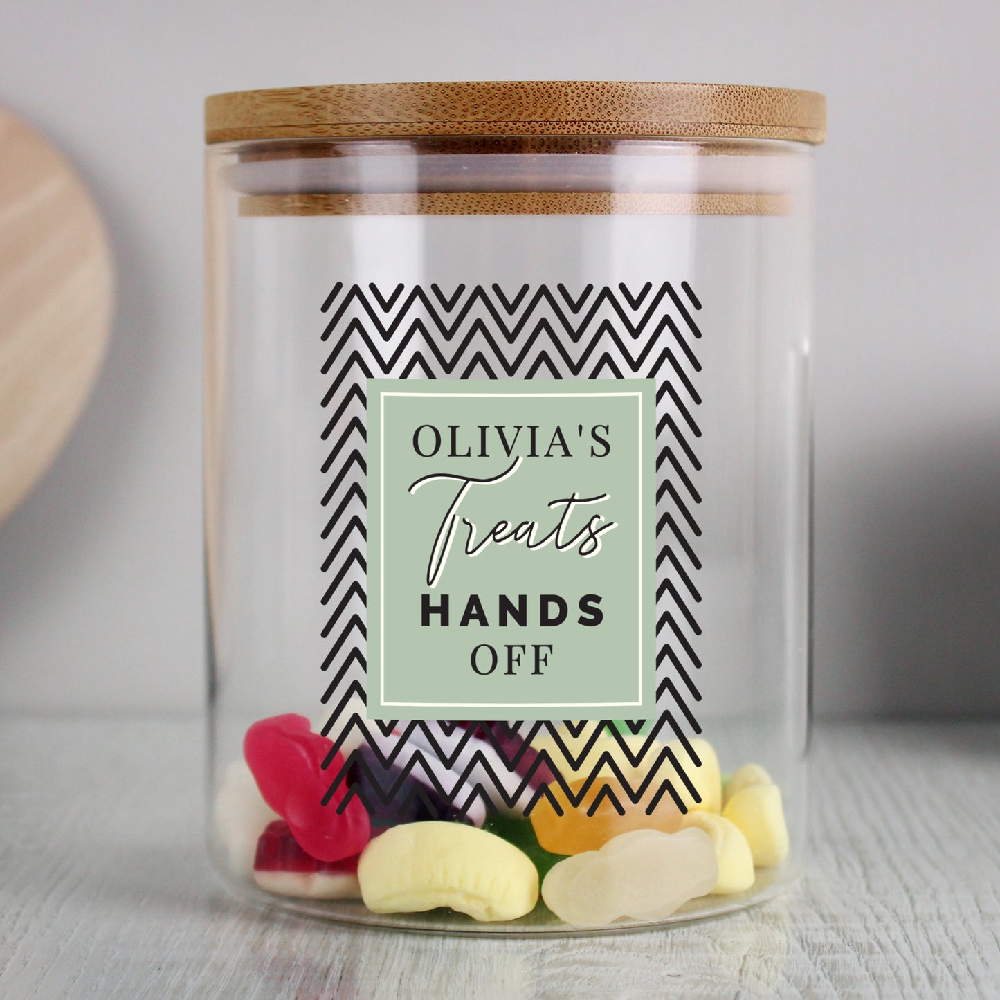Personalised Abstract Free Text Glass Jar with Bamboo Lid - image 7
