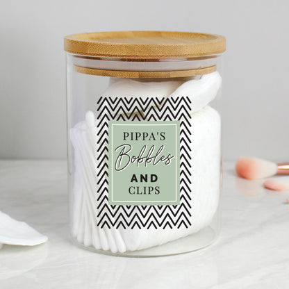 Personalised Abstract Free Text Glass Jar with Bamboo Lid - image 8